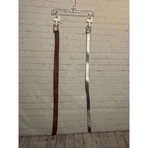 A New Day Women’s Belts – Bundle of 2 – Size XS – Brown Croc & Silver Metallic –